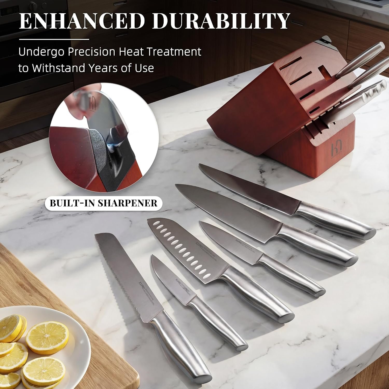 KnifeSaga 14-Piece Knife Set with Block Review (Acacia + Built-in Sharpener)