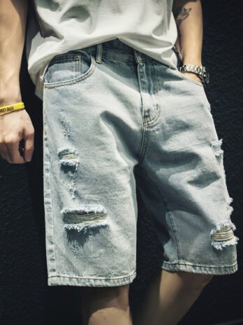 Ripped Denim Outer Wear Fifth Pants – Stylish Best Comfort for Every Day 21% Discounts