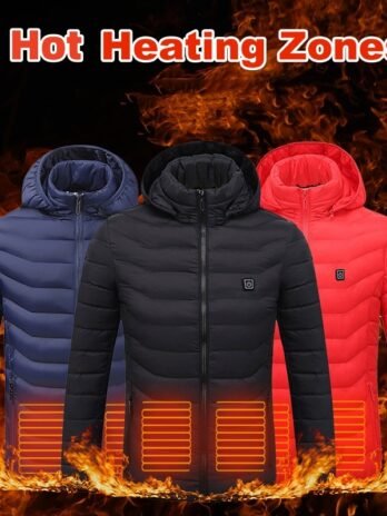 Winter Heated Jacket USB Electric Cotton Coat Zip-up Heater Thermal Clothing Heating Vest For Men