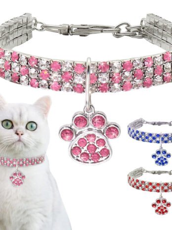 Pet Collar With Diamonds, Mixed-color Cat And Dog Supplies, Cat Claws, Elastic Cat And Dog Necklace Jewelry