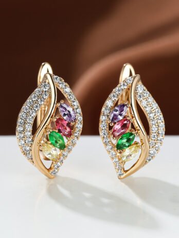 Ins Leaf-shaped Rhinestones Earrings Fashion Unique Zircon-encrusted Stud Earrings Women’s Jewelry